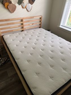 Queen Bed Frame, Side Table and Mattress
