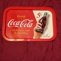 The Tin Box Company Coca-Cola Tin Serving Trays - (5 Cents Coke Bottle Design)