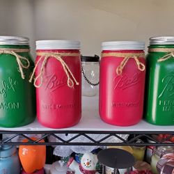 Chalk Painted Mason Jar Decor, Each Set