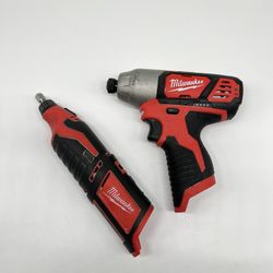 Milwaukee M12 Cordless 12 Volt Rotary Tool And 1/4” Hex Impact Driver NO BATTERIES OR CHARGER INCLUDED 