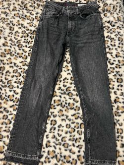 Zara Washed Black Straight Leg Jeans, Size 0