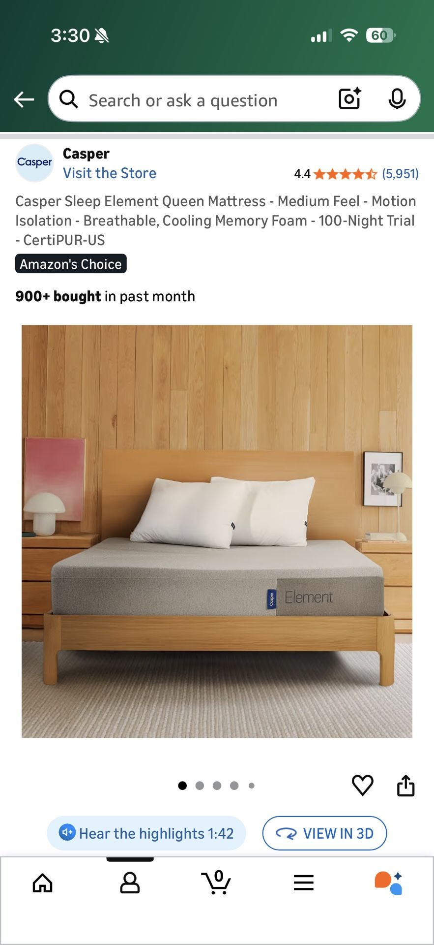 Casper Mattress 99% New