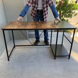 New In Box 55x24x30 Inch Tall Office Writing Desk Table With Side Organizer Computer Tower Stand 