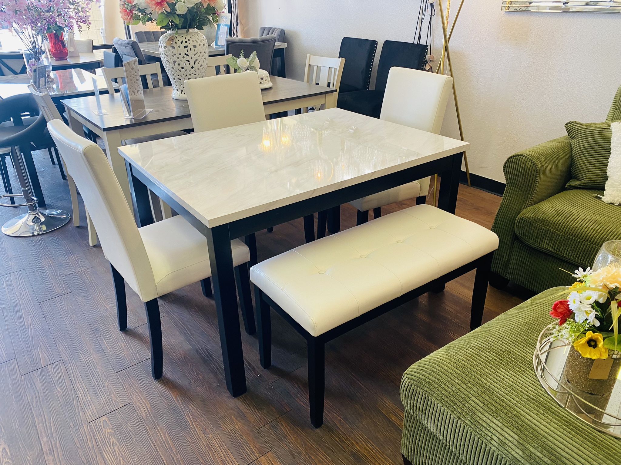 5Pc White Dining Table Set 