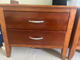 Cherry Wood 2-Drawer Nightstand