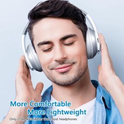 C2 Headphones Wireless Bluetooth,60 Hours Playtime Foldable Lightweight Bluetooth Headphones Wireless Over Ear Wired Hi-Fi Stereo with 6 EQ Modes, Dee