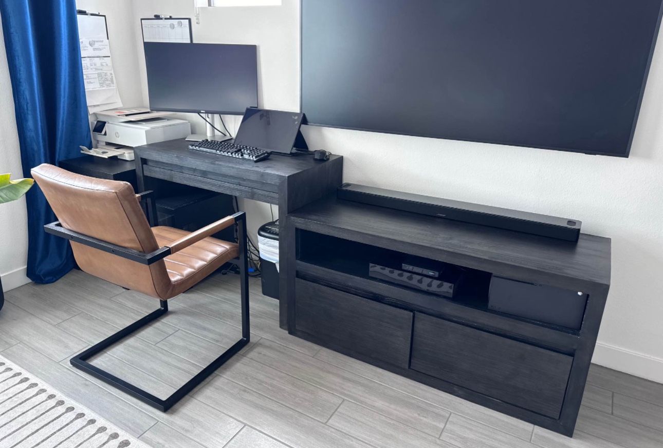 OBO-Arhaus Media Console, Desk, Chair, And Filing Cabinet