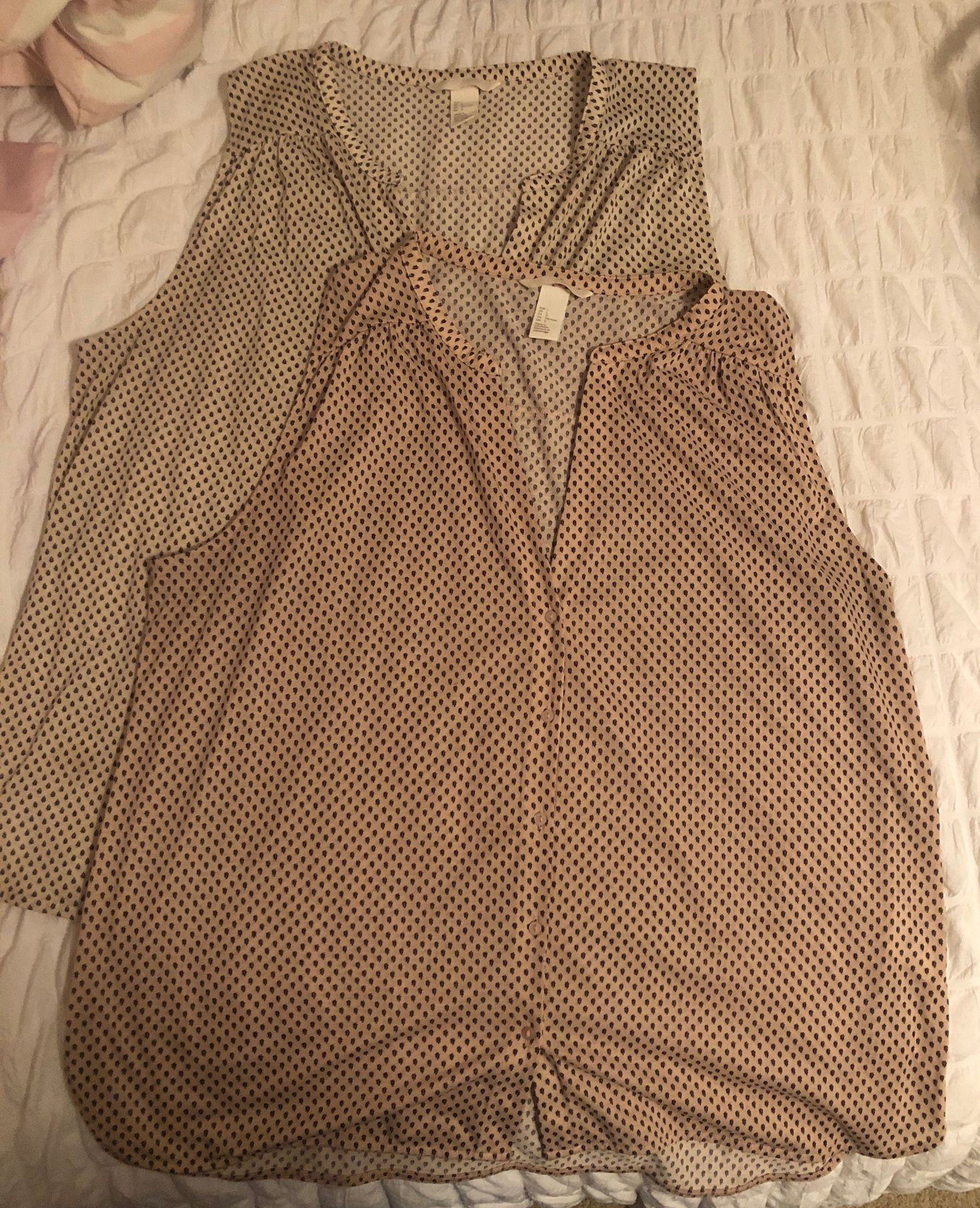 H&M 2 Button Down Flowy Tank Blouses Sz L