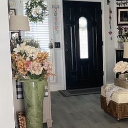 Silk Flowers And Big Vase 