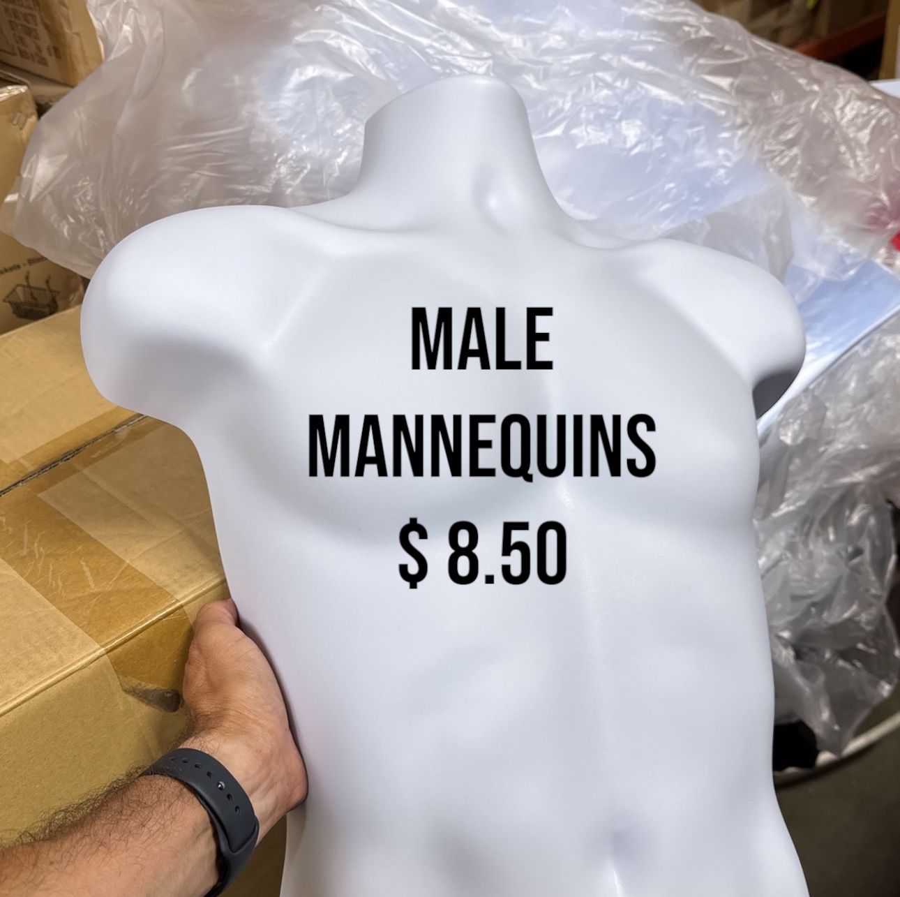 White Male Mannequin Torso For Hanging- Hollow Back
