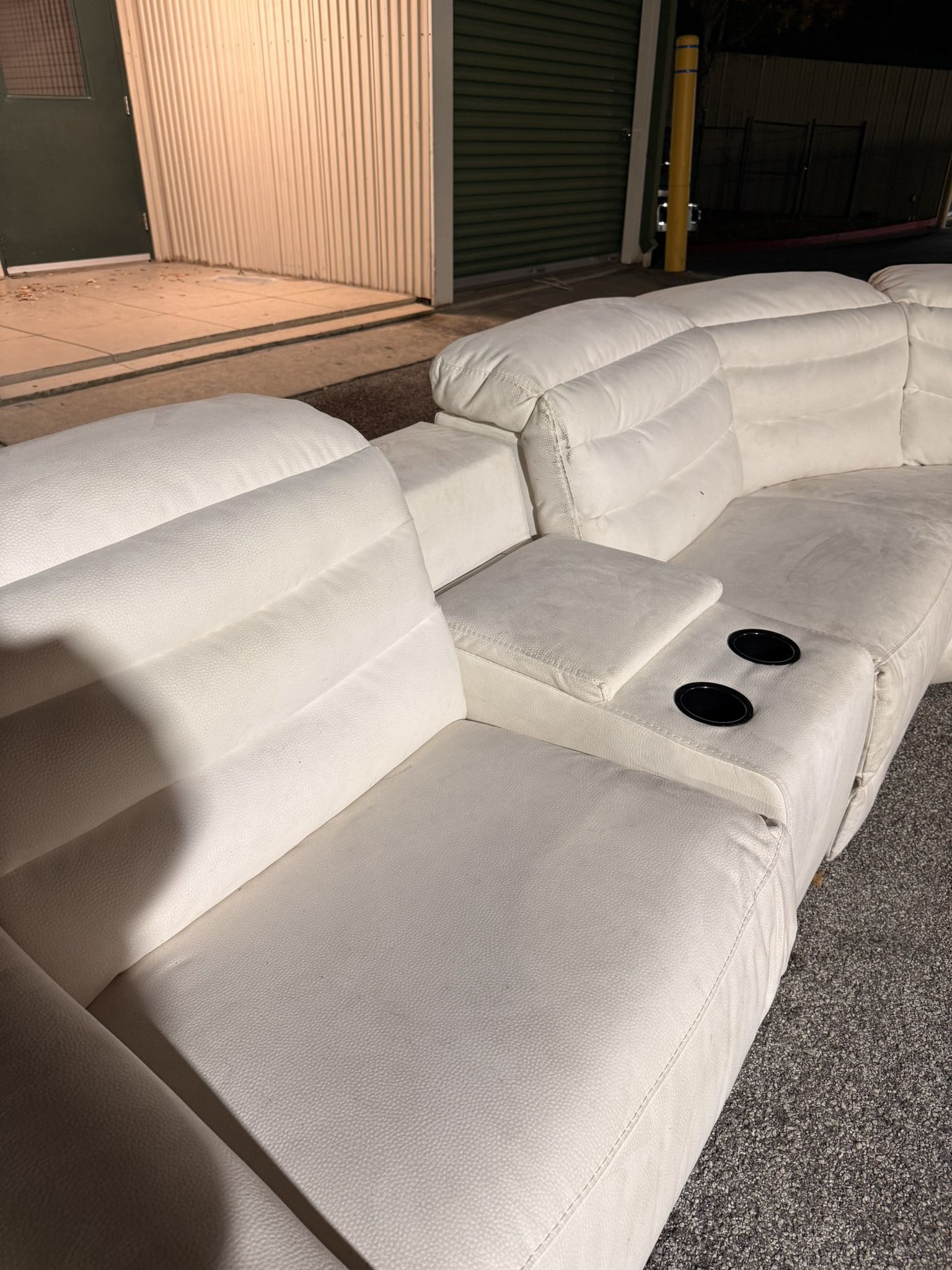 White Faux Leather Reclining Sectional