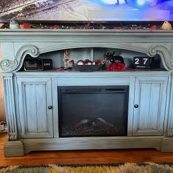 Tiger Wood Fire Place/Tv Stand..