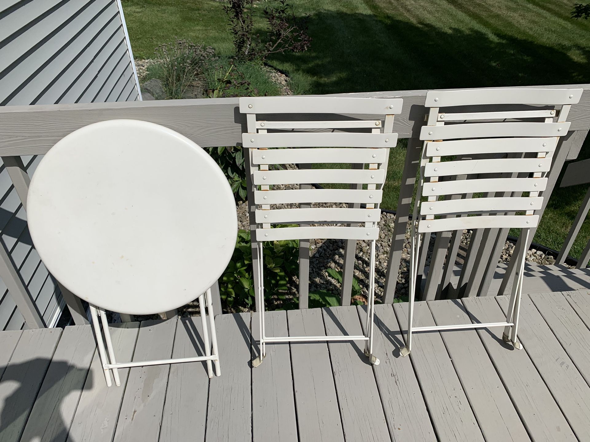 Patio deck folding table and chairs