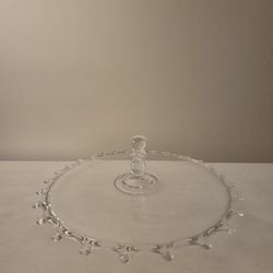 ​Vintage Heisey Lariat Clear Glass Center Handle Sandwich Tray - 13" Round Platt