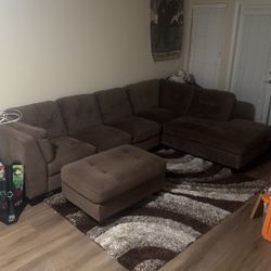 Brown L Couch 