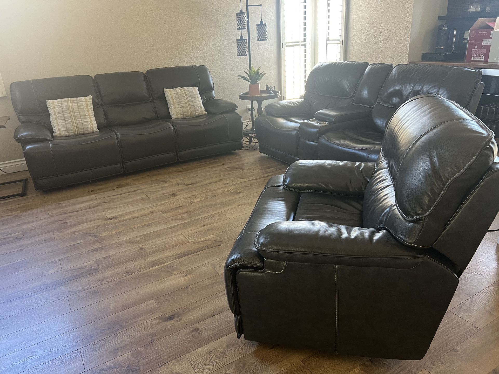 High End Leather Couch, Loveseat, Recliners