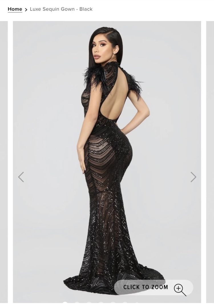 Black Sheer Sequin Evening Gown