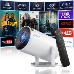XGODY Gimbal 3 Mini Projector with WiFi 6, Bluetooth 5.0, 12000L Brightness, 4K Support, Android TV 11