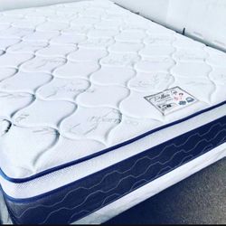MATTRESS+REGULAR BOX Queen Size Pillow top Medium soft 13”thick Comfort+Quality Brand New We Finance We Deliver
