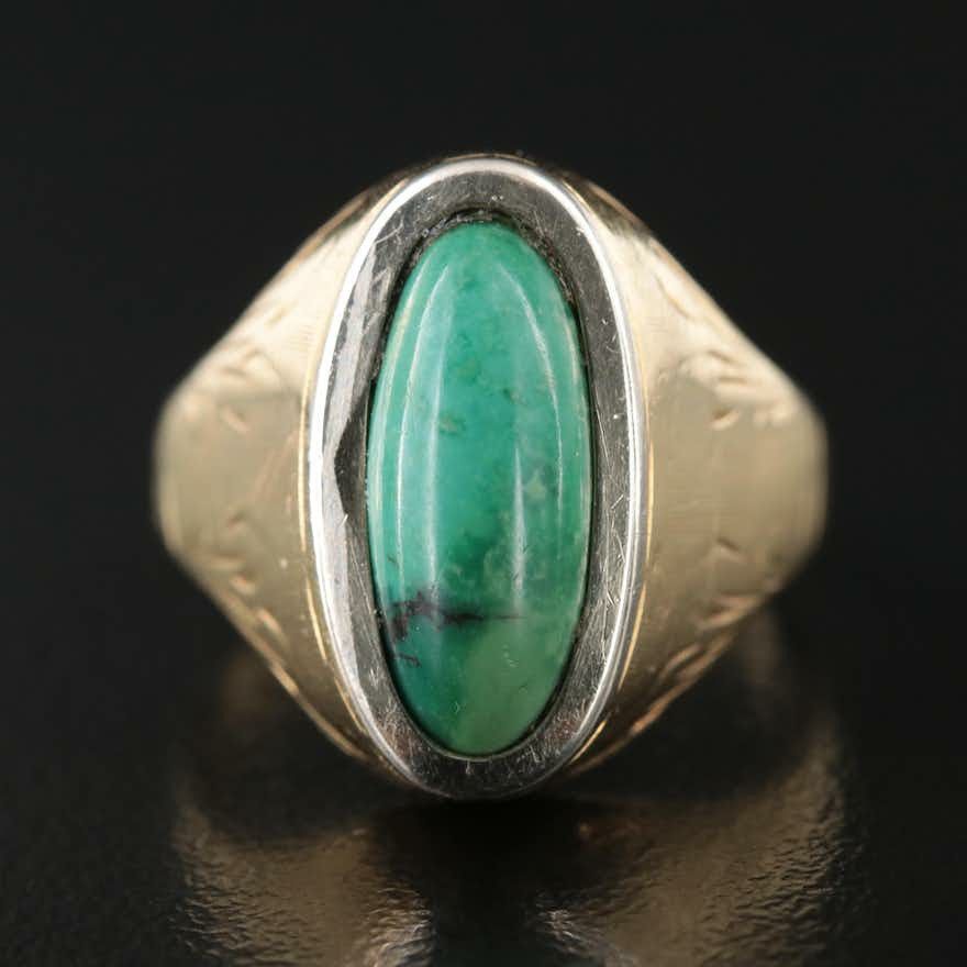 18K Turquoise Ring with 14K Accent