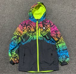 Hurley Boys 14/16 Multi-Color Graphic Hooded Winter Jacket Coat