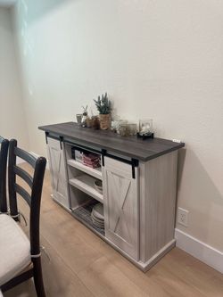 Farmhouse Sliding Barn Door Buffet Console