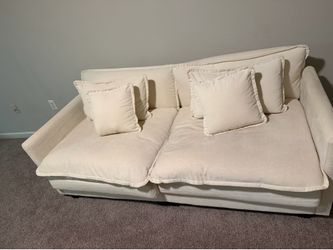 Beige Loveseat Couch for Living Room - 2 Seater
