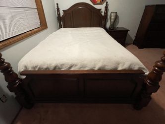 Queen Bed Frame + Nightstand Set – Solid Wood
