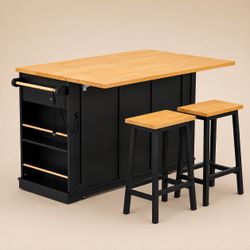 NEW-Kitchen Cart with 2 Bar Stools