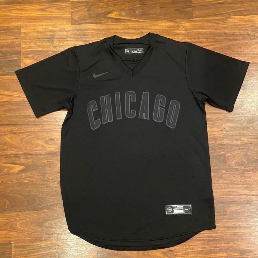 Nike Mens Chicago Cubs Jersey Pitch Black Size Small MLB Blackout