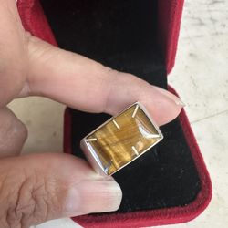 Beautiful 925 Sterling Silver Genuine Tigers Eye Ring , Size 10 , Hallmarked Mexico 🇲🇽 925 , In Great Condition 
