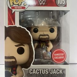 Funko Pop WWE Cactus Jack 105 GameStop Exclusive Vinyl Figure Mick Foley Pin
