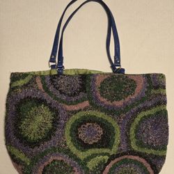 Christiana Vintage Beaded Hand Bag With Leather Straps 