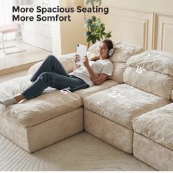 Ayovoch 115.7" L Shaped Modular Sectional Sofa with Ottoman