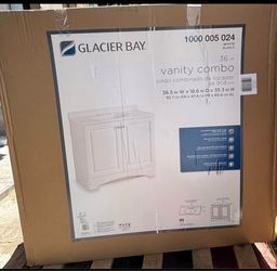 Glacier Bay 36 in. Single Sink White Bath Vanity – Vanity Only, No Marble Top  Glacier Bay Vanity de Baño Blanca de 36” Solo  Vanity, No Incluye Cubie