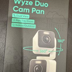Brand new sealed Wyze Duo Cam Pan Indoor/Outdoor IP65 360 Degree Pan/Tilt Smart Home Security Camera With Colr Night Vision.