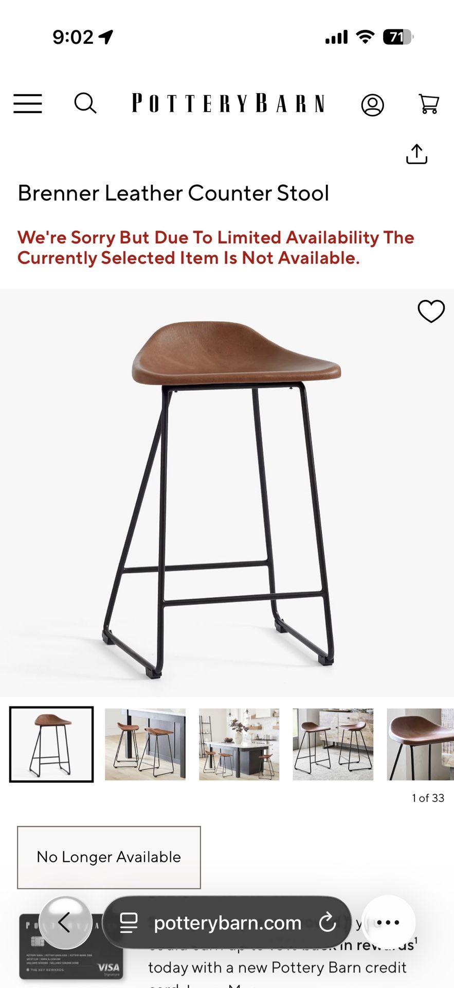 Pottery Barn Leather Counter Stools – Set of 4 – Excellent Condition