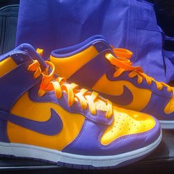 Nike Dunk Hightop Retro Lakers Basketball Shoes, Mens Size 11.5