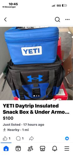 Two lunch pals, one under Armour one yeti selling them both for 100 bucks