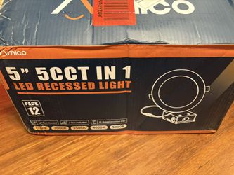 Amico 12 Pack 5 Inch 5CCT Ultra-Thin LED Canless Recessed Ceiling Light with Junction Box