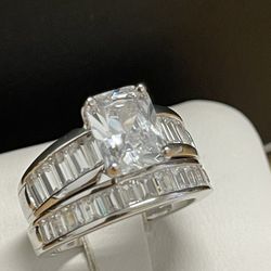 Women Engagement Wedding Ring Set .925 Sterling Silver Size 4-11