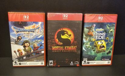 BRAND NEW LOT OF 3 NINTENDO SWITCH 2 - DRAGON QUEST VII: REIMAGINED / MORTAL KOMBAT KOLLECTION / SPONGEBOB TITANS OF THE TIDES
