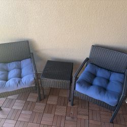 Patio Chair Set W / Coffee Table 