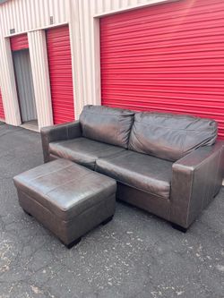 Grey leather couch
