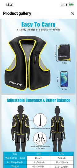 Inflatable Snorkel Vest Adult, Snorkeling Vest for Men & Women, Portable Inflatable Swim Vest Jacket, for Snorkeling/Kayaking/Swimming/Boating ( pleas