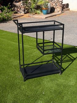 Metal Bar Cart with Glass Shelf