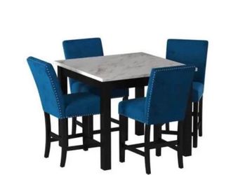 Marble table top 4 chairs high top