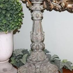 Large Ornate Shabby 18.5" French Country Antiqued Candle Holder