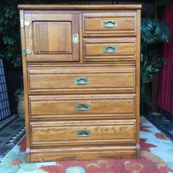 Vintage Tallboy Dresser, Solid Oak, by Young-Hinkle - 49H x 36W x 18D 