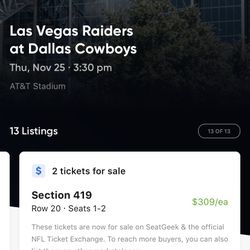 Many Great Las Vegas Raiders @ Dallas Cowboys Tickets & Parking